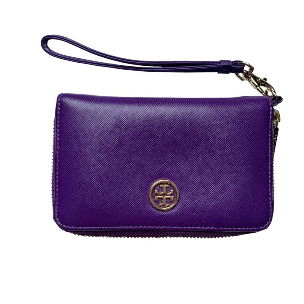 Tory Burch Rich Purple Wristlet with Gold Hardware